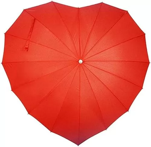 Forever Love Parasol Red Heart Shaped Girls Umbrella for Valentine, Wedding, Engagement and Photo Props (Red)