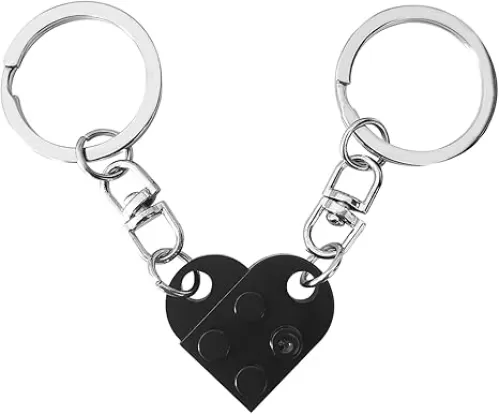 FORUBUS Heart Brick Keychain for Couple, Matching Assembled Heart Shape Brick Charm Keyring for Women Men Jewelry