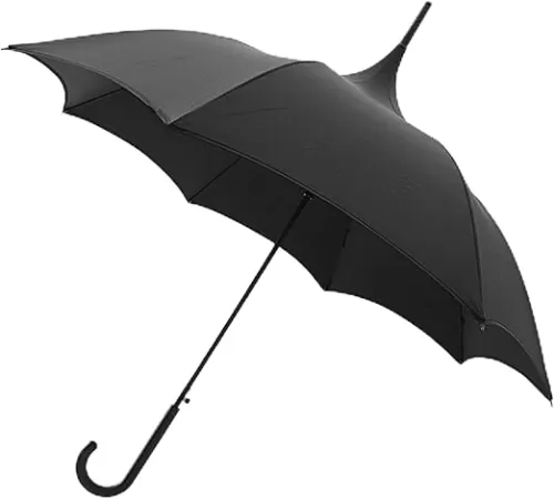 Fully Automatic Open Dark Wing Gothic Pagoda Top Umbrella With Dramatic Heart Of Darkness Handle - Medium