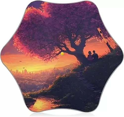 GAIGEO Personalized Kids Umbrella Girls Classic Parasol Rain Umbrellas for Boys Black Uv Sun Umbrella Upf 50+ Valentines Heart Shaped Tree