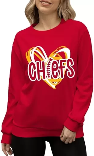 Game Day Sweatshirt Women Football Sweatshirts Football Team Fans Pullover Shirt Heart Graphic Long Sleeve Tops