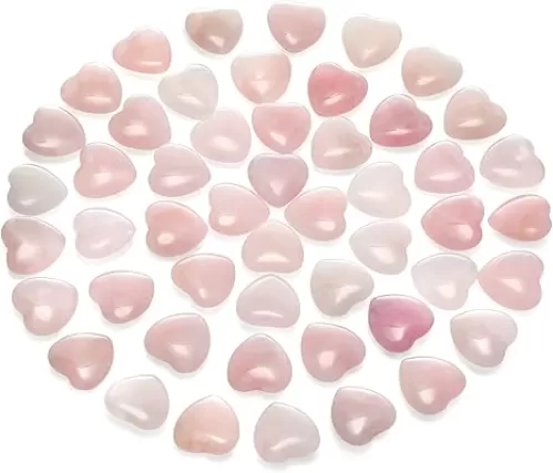 Gerrii 50 Pcs Heart Healing Stone Bulk Quartz Heart Inspirational Stones Gift for Women Love Pocket Polished Natural Energy Balancing Meditation 0.8 Inch(Purple)
