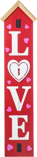 Glitzhome 42"H Valentine's Wooden LOVE House-shaped Porch Decor, for Home Front Door Yard Party Decor