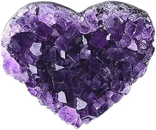 GSHLLO 3-4cm Heart Shaped Amethyst Stone Geode Crystal Heart Healing Crystal Cluster Energy Protection Crystal Natural Rock Crystal Heart Rock Stone for Meditation Decoration