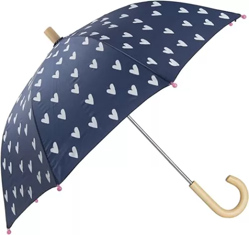 Hatley Kids Printed Umbrellas, Navy & White Hearts, One Size