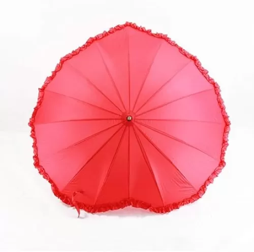 Heart Shaped Umbrella Creative Heart Love Umbrella Bride Umbrella Wedding Gift Umbrella Use for Valentine, Wedding, Engagement and Photo Props [Energy Class A] (Red)