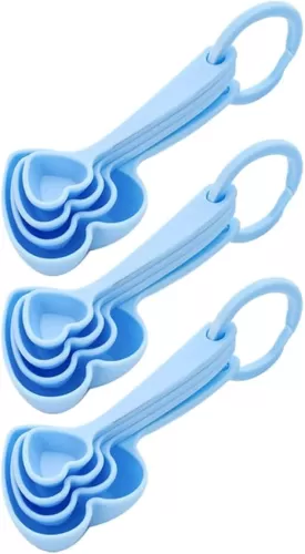 Hemoton 12pcs Heart Shaped Measuring Spoons Set Plastic Spoon for Ice Cream Dessert Tea Cappuccino