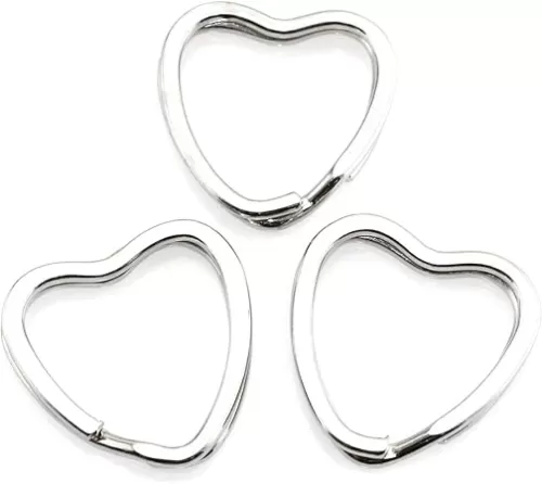 Heyous 10pcs Creative Flat Key Ring Silver DIY Metal Key Holder Keyring Keychain Hoop Loop Heart Shape