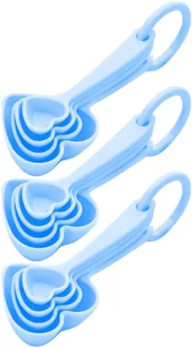 Housoutil Heart Measuring Spoons, 3 Sets/12PCS Heart Shaped Measuring Cups for Liquid Food Kitchen Baking