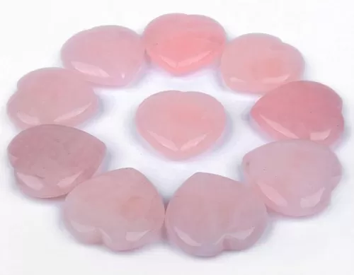 JIC Gem 10pcs 4-5cm Heart Shaped Rose Quartz Crystal Gifts and Decoration Love Stone