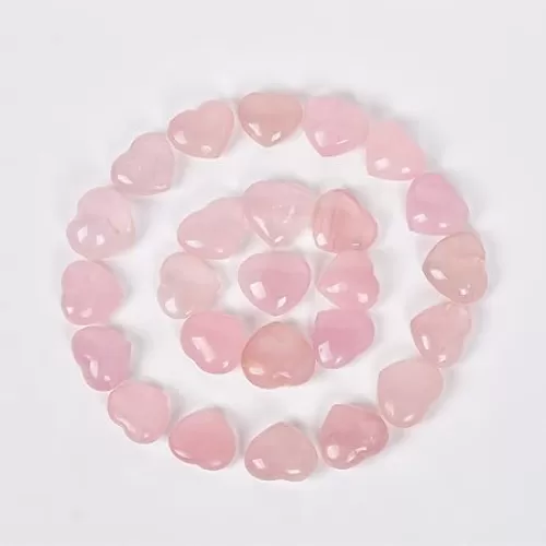 JIC Gem 25pcs 3-4cm Heart Shaped Rose Quartz Crystal Heart Stones Rose Quartz Crystal Gifts and Decoration