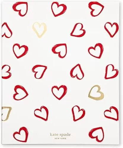 kate spade new york Small Concealed Spiral Notebook, 8.25" x 6.75" Journal Notebook with 112 Lined Pages (Brushstroke Hearts)