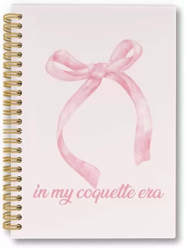 laveliabel Pink Bow Coquette Notebook Journal, Preppy Pink Cherry Heart Notebook, Girly Notebook, Preppy Notebook, Aesthetic Notebook, Girly Office Desk Accessories, Spiral Notebook 5.5x8.3 Inches