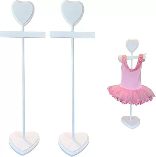 Lumber Reveal USA Heart Shaped Dress and Outfit Stand | Baby Shower Decorations for Girl or Boy | Hand Assembled Solid Wood Baby Hangers Display Set for Baby Layette Set, Dresses, or Onesie