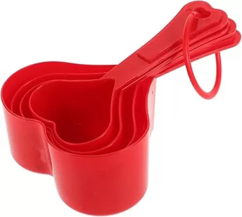 Luxshiny 1set Measuring Spoon Set Tablespoons Measurement Cup Coffee Measuring Cup Heart Spoons Spoon Heart Shaped Measuring Teaspoons Heart Shaped Measuring Cups Dinner Spoon Plastic Red