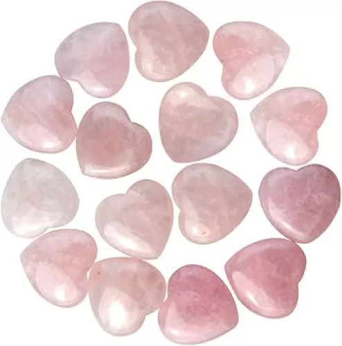 Marrywindix 15 Packs 0.8 Inches Healing Crystal Natural Rose Stone Heart Love Carved Palm Worry Stone Chakra Reiki Balancing