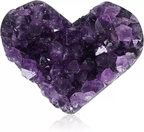 Marrywindix Amethyst Haling Crystal Natural Amethyst Heart Love Rock Raw Stone Purple Natural Rock Protection Crystals Cluster Palm Worry Stone Chakra Reiki Balancing Room Decor (Purple) (Purple)