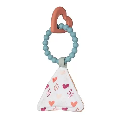 Mary Meyer Baby Teether Toy Simply Silicone Teething Ring with Soft Squeaker, 9-Inches, Heart