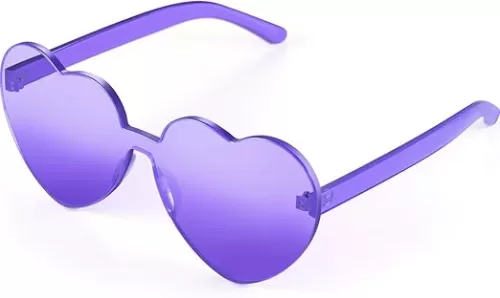 Maxdot Heart Shape Sunglasses Rimless Transparent Heart Glasses Colorful Party Favors