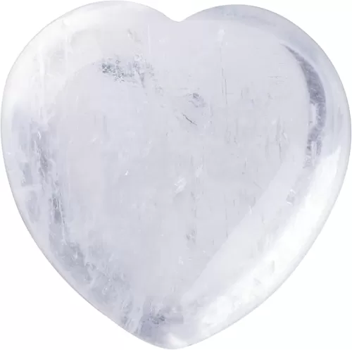 Natural 1.2" Clear Quartz Pocket Heart Love Stone Carved Palm Worry Stone Heart Shaped Healing Crystals for Chakra Reiki Balancing Therapy Meditation Home Decoration