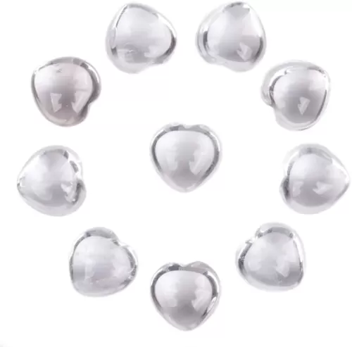 Natural Clear Quartz Gemstone Healing Crystal 0.8" Mini Puffy Heart Pocket Stone Iron Gift Box (Pack of 10)
