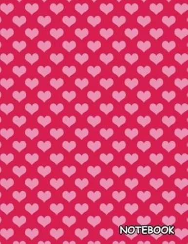 Notebook: Pink Hearts Pattern, Blank Unlined / Non-ruled Notebook - (Letter size 8.5 x 11 Inches) 100 Pages - 313
