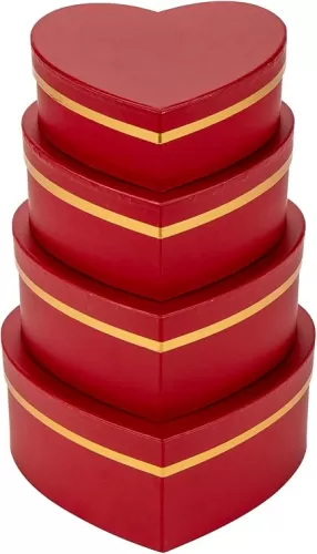 Oairse Heart Boxes for Flowers Nesting Gift Boxes with Lids Heart Shaped Boxes for Flowers Arrangements Set of 4 Red Gift Boxes for Presents, Bridesmaid, Proposal, Wedding, Birthday, Party Favor