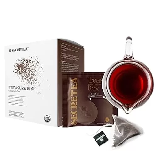 Organic Cocoa Pu-erh Loose Tea I POWERFUL Detox Immune I Heart & Digestion Support, 15 Sachet Tea Bags (15 Count) |By T SECRETEA, Treasure Box