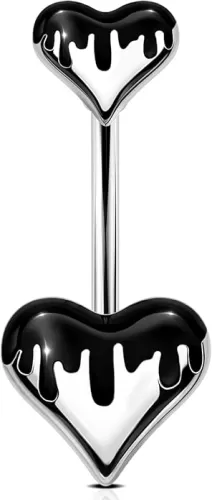 OUFER Belly Button Rings, 316L Stainless Steel Belly Rings, 14G Belly Button Piercing, Heart Belly Piercing Jewelry, Navel Rings for Women Sexy Girl