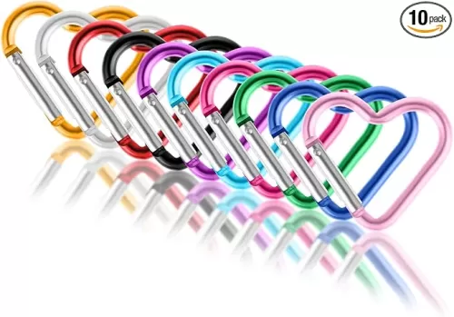 Ouligay 10pcs Cute Heart Shaped Carabiner Star Carabiner Heart Shaped Backpack Clips Key Ring Clip Heart Keychain Clip for Dog Leash Water Bottle Holder Snap Clips Keys