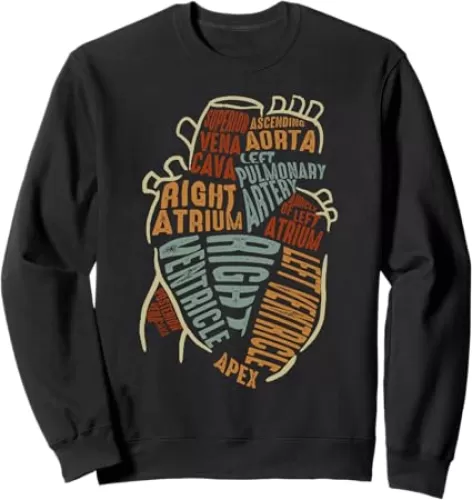 Parts Of Heart Cardiology Men Women Anatomical Cardiac Sweatshirt