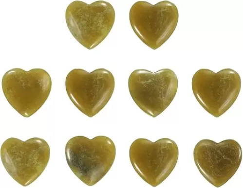 PATIKIL Heart Crystals Stone, 10 Pcs Natural Crystal Polished Love Gemstone Rose Quartz Pocket Bulk Set Balancing Meditation Gifts for Mother Women Birthday, Olive