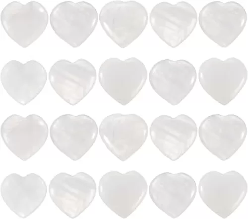 PATIKIL Heart Crystals Stone, 20 Pcs Natural Crystal Polished Love Gemstone Rose Quartz Pocket Bulk Set Balancing Meditation Gifts for Mother Women Birthday, Pink