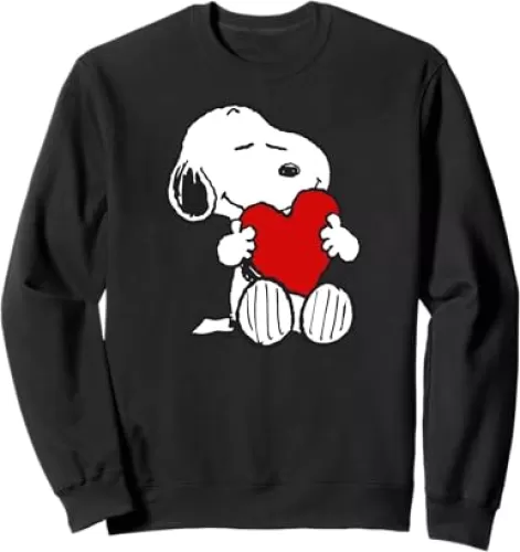 Peanuts Valentine Snoopy Hugging Heart Sweatshirt Sweatshirt
