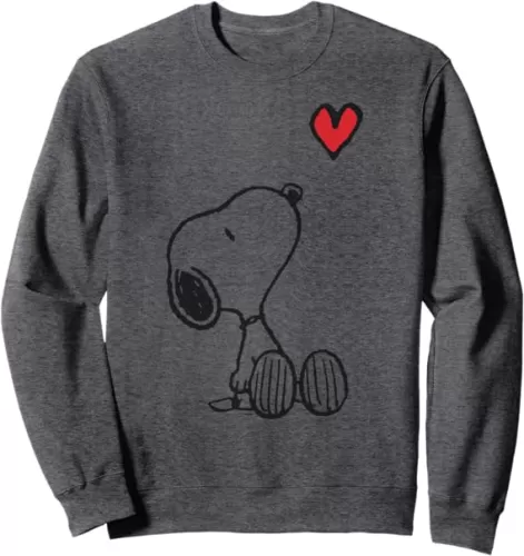 Peanuts Valentine Snoopy Sitting Heart Sweatshirt