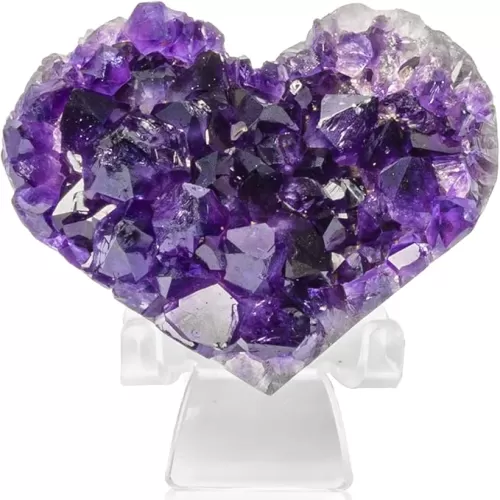 Purple Amethyst Crystal Heart Stones 3-3.5inch(9cm), Druzy Geode Natural Crystals AA Color, Spiritual Healing Purple Crystals Stones Energy Stone Decoration from Uruguay.