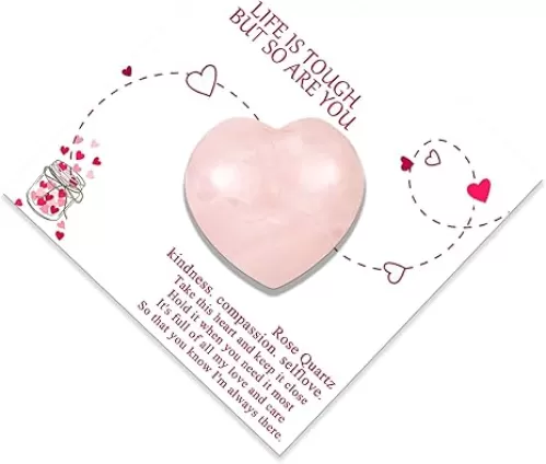 Rose Quartz Crystal Pink Cuarzo Rosa Heart Shaped Stones Emotional Support Pocket Hug Token