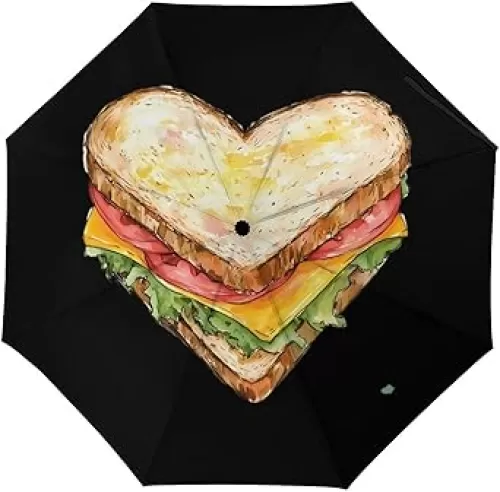 Sandwich Heart Shape Portable Folding Umbrella Compact Travel Windproof Tri-fold Umbrellas
