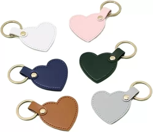 Set of 6 Colorful Heart Shaped Keychain Leather Love Pendant Keyring Stylish Key Rings Bag Accessory Chic Backpack Charm Leather, As Pic Shows