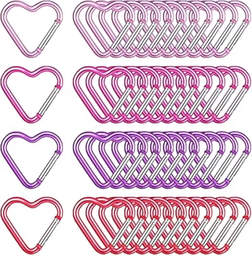 Shimeyao 40 Pcs Heart Keychain Clips Bulk, Aluminum Alloy Snap Heart Shaped Clips for Keys Backpack Outdoor Camping Hammock Dog Leash Water Bottles Holder Traveling Gifts