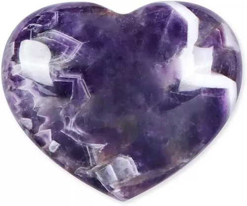 SMQ 60mm Natural Amethyst Crystal Heart Worry Stone Polished Gemstone Pocket Palm Large Chakra Crystals and Healing Stones Paperweight Rock for Balancing Yoga Home Decor