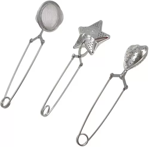 Snap Ball Tea Strainer Stainless Steel Tea Infuser Heart/Star Shaped Snap Tea Infuser Fine Mesh Tea Ball Filter with Handle for Loose Leaf Tea, Spice