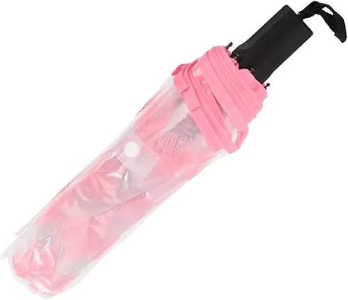 SOIMISS Adorable Umbrella with Long Handle Travel Parasol Heart Shaped Design Durable Windproof for Rainy Days Outdoor Use
