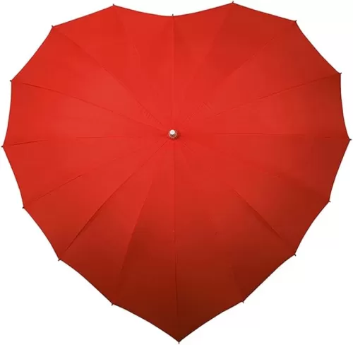 SpaRcz 41 Inch Heart-shaped Red Umbrella Manual Large Windproof Stick Umbrellas for Girl 16 Ribs