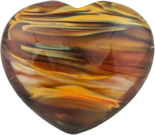 SUNYIK Volcano Cherry Quartz Carved Puff Heart Pocket Stone, Healing Palm Crystal Pack of 1(1.6")