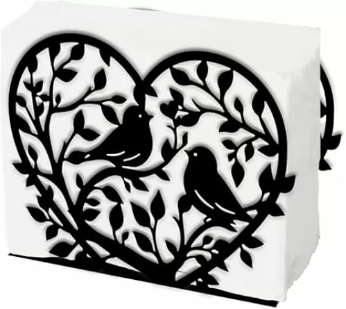 SUPERDANT Tree and Bird Napkin Holder for Tables Heart Shape Love Tree Napkin Holder Bird Napkin Holders Stylish Napkin Stand Napkin Dispenser for Kitchen Restaurant Picnic Farmhouse