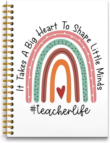 Teacher Appreciation Gifts Notebook, It Takes a Big Heart to Shape Little Minds Notebook Journal, Thank You Gifts for Teachers, Teacher Journal Notebook Gift, Spiral Notebook, 160 Pages