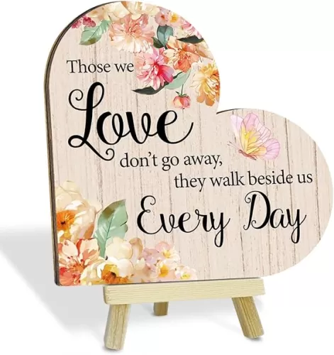 Those We Love Heart Shaped Table Signs for Loss of Mother Sympathy Gifts with Wood Stand Condolences Gifts for Grieving Bereavement - L900