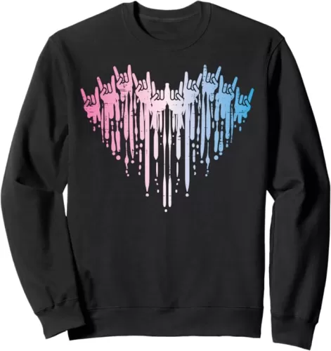 Transgender Rock Hands Heart Trans Pride Flag LGBT Men Women Sweatshirt