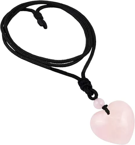 TUMBEELLUWA Carved Stone Heart Shape Necklace Chakra Quartz Pendant with Cord Amulet Healing Crystal Jewelry for Unisex